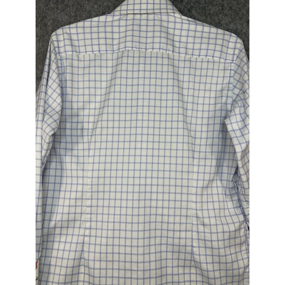ETON Contemporary Fit Dress Shirt 41/16 Large Gingham Floral Flip Cuff - Picture 8 of 13